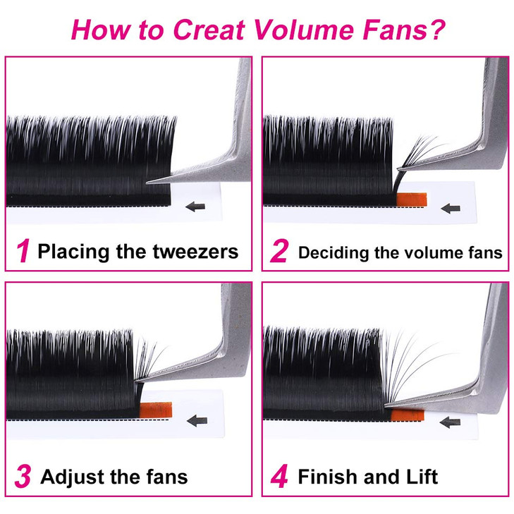 FADLASH Volume Lash Extensions D Curl 1520mm Self Fanning Lashes 003mm Easy Fan Eyelash Extensions Mixed Tray Rapid Bloo