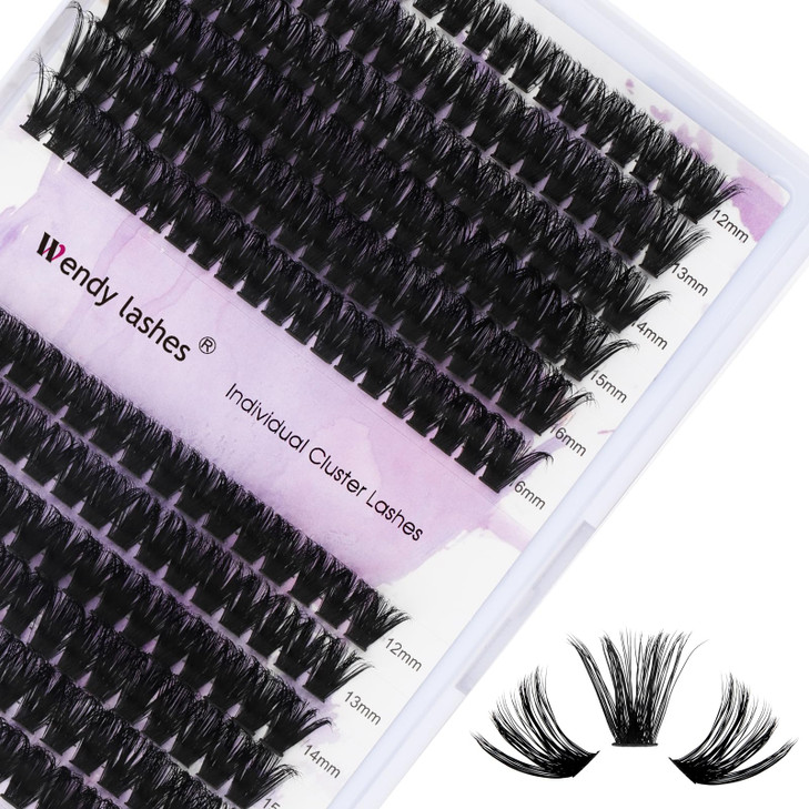 Individual Lash Clusters Volume Lashes DIY Eyelash Extension Natural Curl Glue Bonded Soft Lash Extensions by WENDY LASH