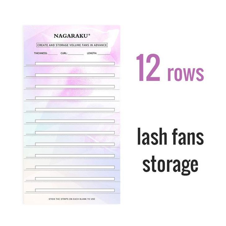 NAGARAKU Eyelash Extension Storage Card Premade Fans Volume Lash Storage 2mm Sticky Strip False Eyelashes Paper Card 20
