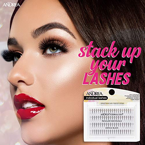 Andrea Individual Lashes Regular Flares Medium Black Lightweight Natural Looking Single Lashes Eyelash Extension 4 Pack