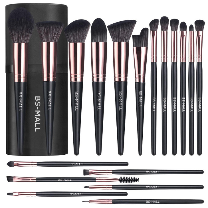 BSMALL Makeup Brushes Kit Professional Synthetic Makeup Tools with Travel Case Includes Foundation Powder Concealer Lip
