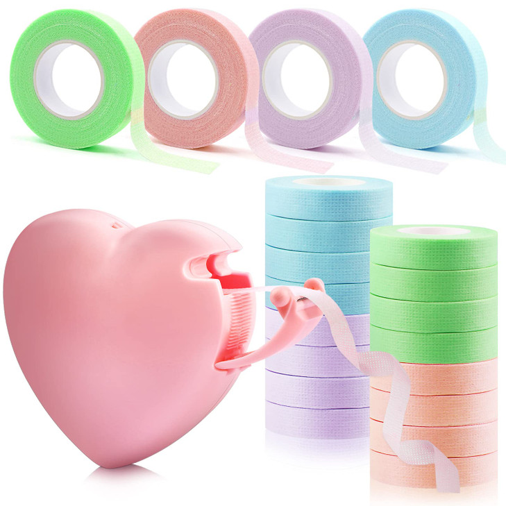 16 Rolls Lash Extension Tape with Tape Dispenser Cutter EBANKU Eyelash Tape for Lash Extensions Micropore Eyelash Extens