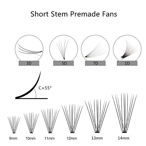 1000Fans Premade Fans Eyelashes Loose Lashes Premade 3D FanCCurlThickness 007 mmEyelash Extension Volume Lash Fans 1000F