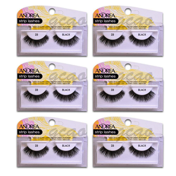 Andrea Strip Lashes Black 33 1 pair Pack of 6
