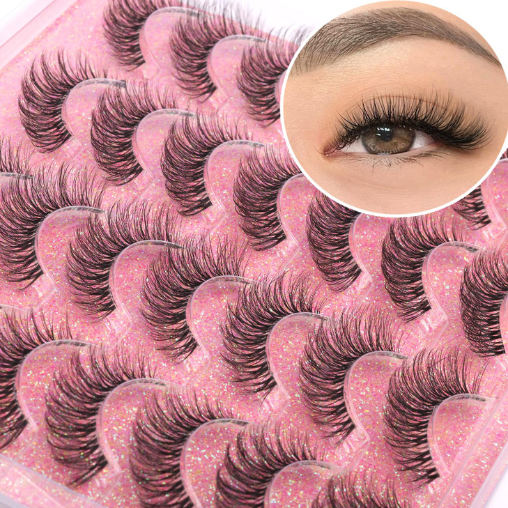 14mm Lashes Natural Look Wispy Eyelashes Faux Mink Lashes Clear Band Short Natural False Lashes Cat Eye Daily Soft Strip