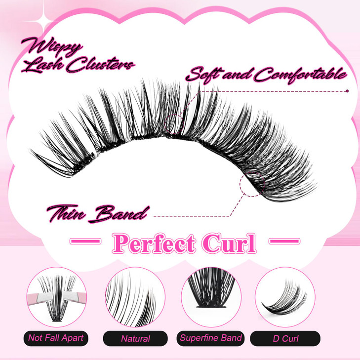 FADLASH Lash Clusters Kit DIY Eyelash Clusters Natural 40D Lashes Individual Eyelash Extensions Kit with Lash Bond and S