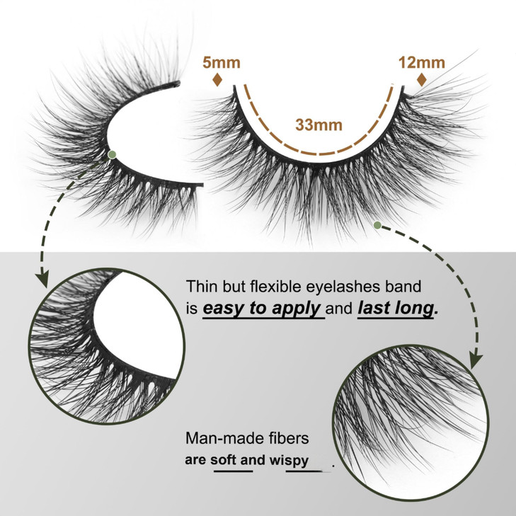 Lashes Natural Look Wispy Fasle Eyelashes 12mm Short Faux Mink Eyelashes Cat Eye Natural Strip Lashes Pack by Zegaine 16