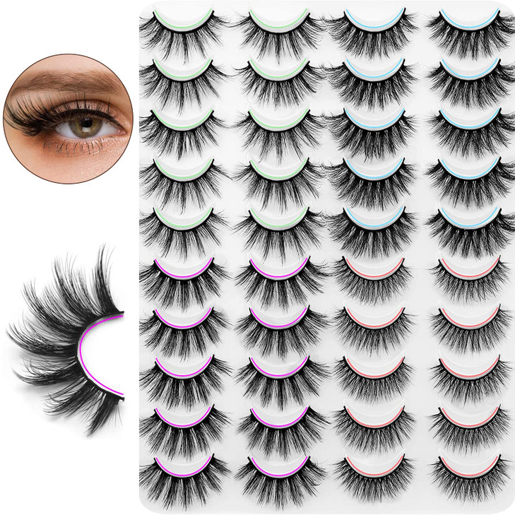 DYSILK Mink Lashes False Eyelashes Wispy Lashes Natural Look 20 Pairs Lashes Pack 4 Styles Mixed Faux Mink Eyelashes 6D