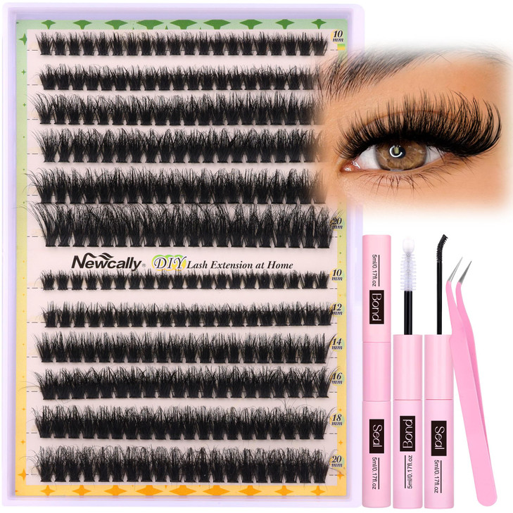 Lash Clusters Kit Thick Eyelash Clusters Individual Wispy Volume Lash Extension Kit 1020MM Cluster Eyelash Extensions wi