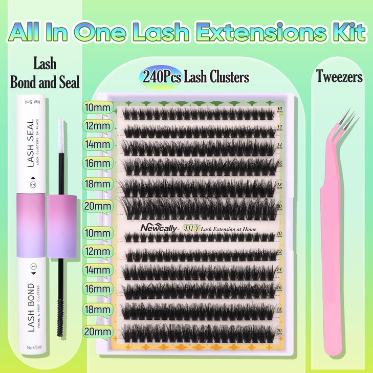 Lash Clusters Kit Thick Eyelash Clusters Individual Wispy Volume Lash Extension Kit 1020MM Cluster Eyelash Extensions wi