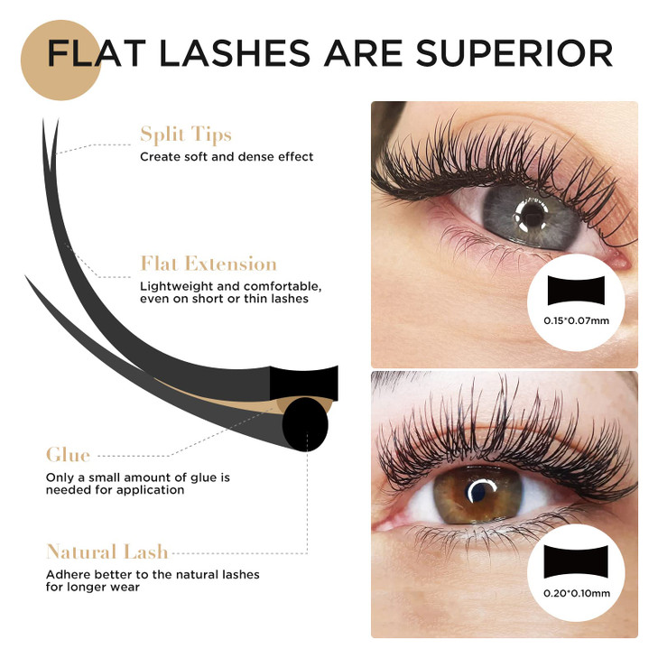 LASHVIEW Eyelash ExtensionsEllipse Flat Eyelash Extensions 020mm C Curl 14mm BlackIndividual LashesSemiPermanent Extreme