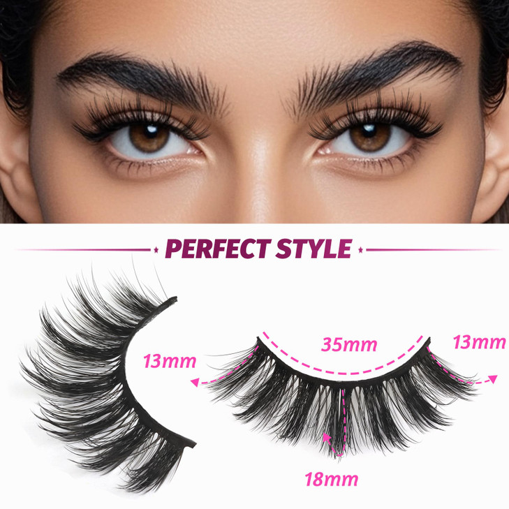 Veleasha Lashes Wispy False Lashes Strips Natural Fluffy Eyelashes 18mm 3D Fuax Mink False Eyelashes Soft Lightweight St