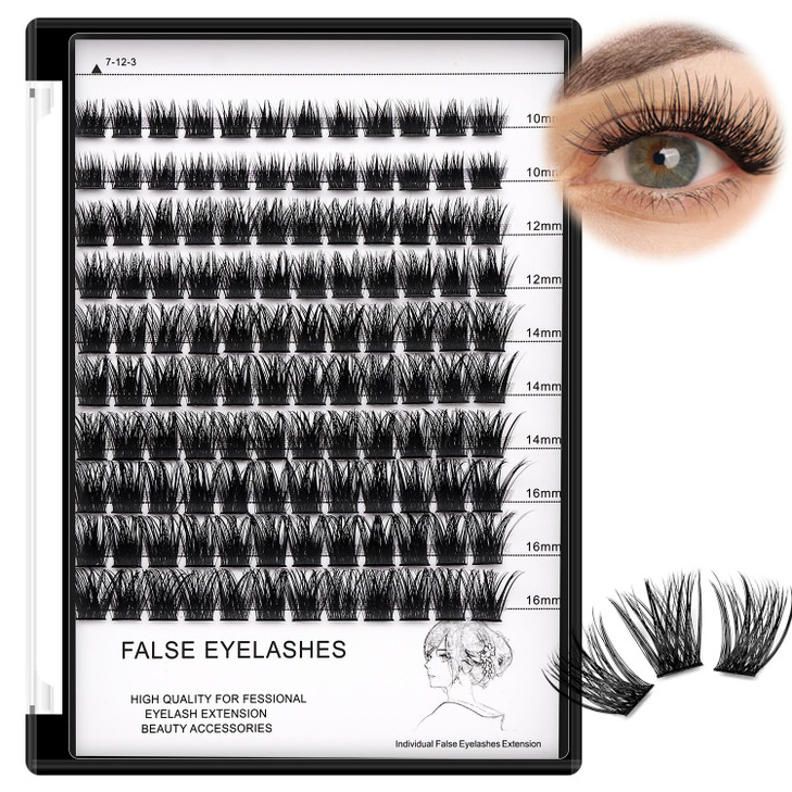 Bodermincer 120 Clusters 10mm12mm12mm14mm14mm16mm Mixed Wide Cluster False Eyelash Individual Cluster EyeLashes Grafting