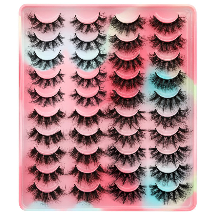 Newcally Lashes Mink False Eyelashes 20MM Long Dramatic Fake Eye Lashes 5D Wispy Eyelashes Russian Strip Lashes Multipac