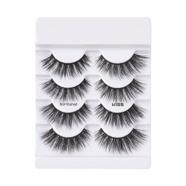 KISS Triple PushUp False Eyelashes Bombshell 14mm Includes 4 Pairs Of Lashes Easy to Apply Reusable Lash Clusters