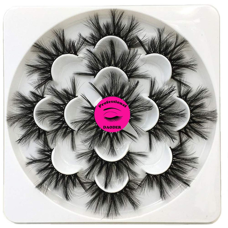 DAODER Lashes 25mm Mink Lashes Fluff Thick Long Big Wispy False Eyelashes Dramatic Light Soft Bold Fake Eye Lashes Pack