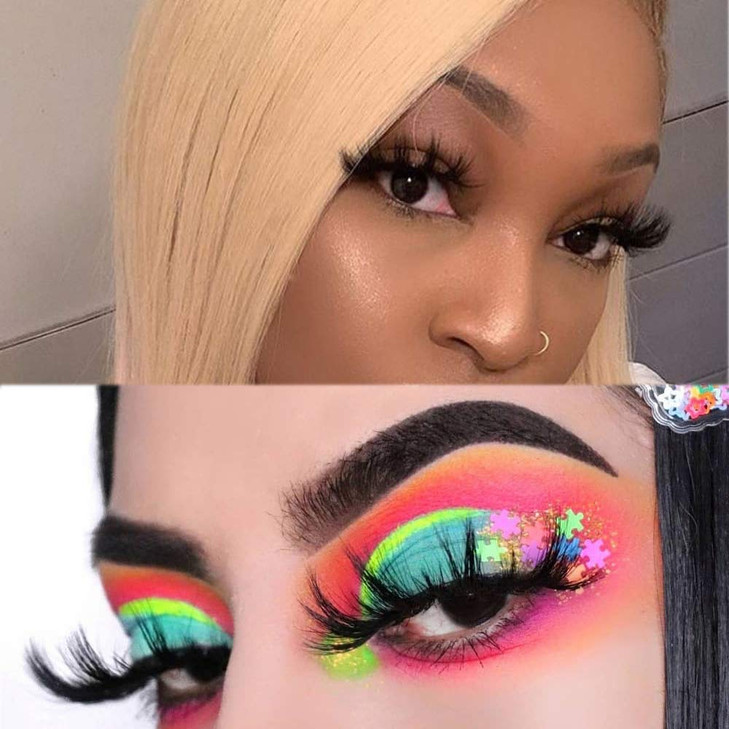 DAODER Lashes 25mm Mink Lashes Fluff Thick Long Big Wispy False Eyelashes Dramatic Light Soft Bold Fake Eye Lashes Pack