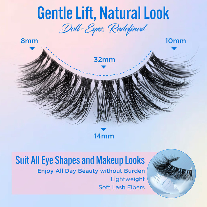Eyelashes Natural Look False Lashes Bepholan Fake Eyelashes 5D Super Fluffy False Eyelashes Black Band Wispy Lashes 3Pac