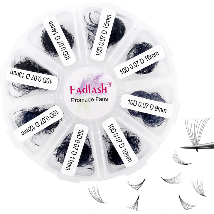 FADLASH 1000 Fans 10D Premade Volume Eyelash Extensions Mixed Tray Premade Fans Eyelash Extensions D Curl Premade Lash F