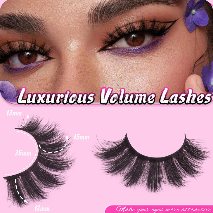 Veleasha Lashes 5D Faux Mink Lashes 100 Handmade Luxurious Volume Fake Eyelashes Lightweight Fluffy False Eyelashes 5 Pa