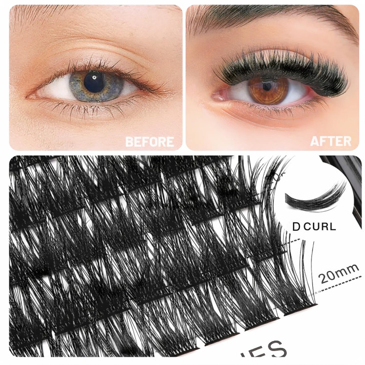VAYATOR Lashes Mixed KitFalse Lashes Lash Bond Seal Kit Multiple styles To Choose 820mm Mix D CurlDD Curl Makeup Cluster