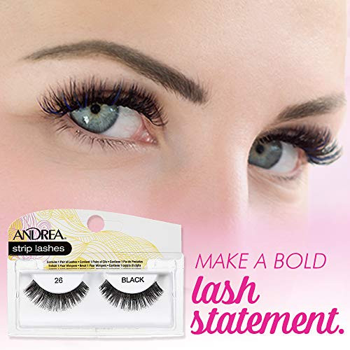 Andrea False Lashes Style 26 Black Natural Look Strip Lashes for Everyday Wear 4 Pairs