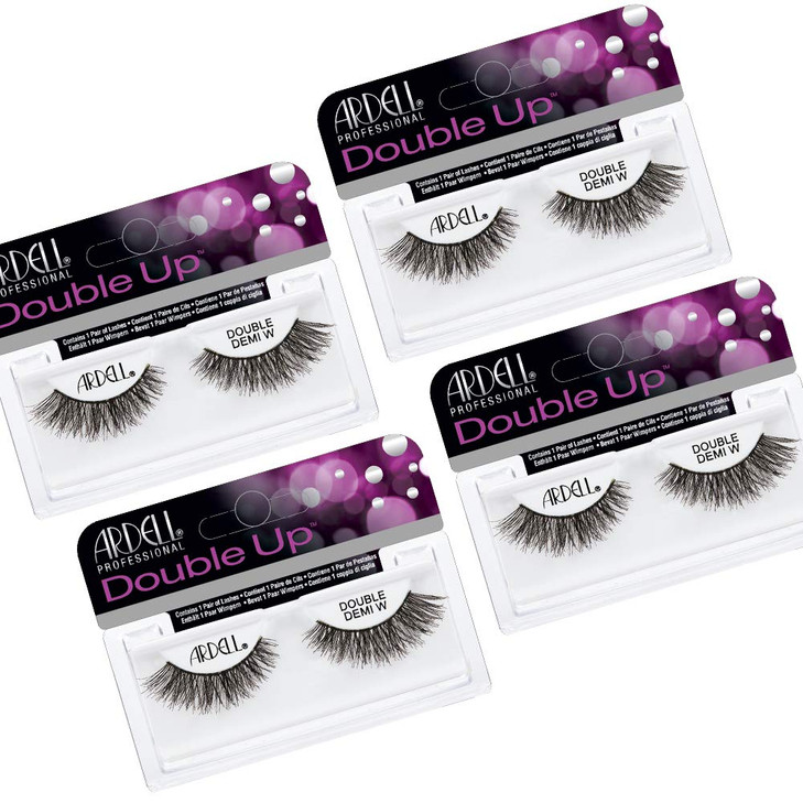 Ardell Double Up False Eyelashes Double Demi Wispies Strip Wispy Dramatic Look Reusable Fake Lashes for Women 4 Pairs
