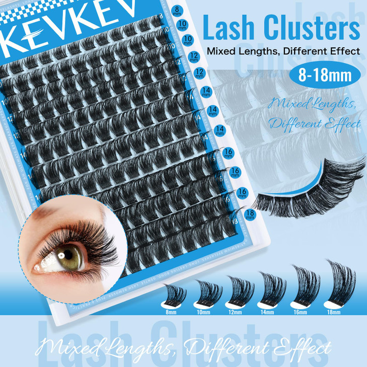 Lash Clusters 144 Pcs Cluster Lashes Eyelash Clusters DIY Cluster Eyelash Extensions Individual Lashes Thin Band SoftMor
