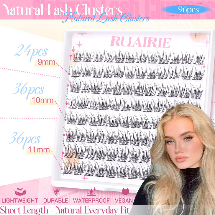 Lash Clusters Wispy Individual Lash Extensions Natural Cluster Lashes 911MM 96pcs DIY Eyelash Extension CCurly Eyelash C