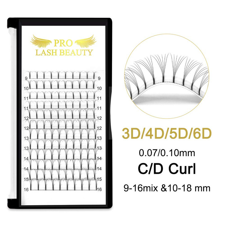 Premade Eyelash Extensions 3D 4D 5D 6D Long Stem Volume Fans C D Lash Fans 4DD01014 mm