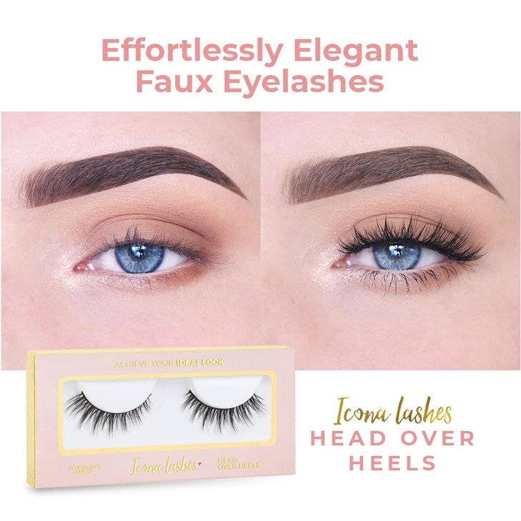 Icona Lashes False Eyelashes Pack Fake Eyelashes Extensions Soft Fluffy Falsies with Tapered Ends ProfessionalGrade Band