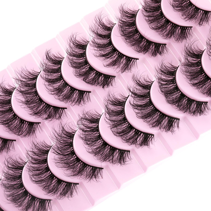wiwoseo Lashes Natural Look Eyelashes Natural Lashes 3D Thick Volume D Curl Wispy Eyelashes that Look Like Extensions Fa
