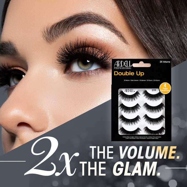 Ardell False Eyelashes Double Up 205 Black Dramatic Volume Length Strip Lashes Reusable Fake Lashes 4 Pack