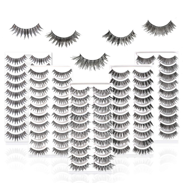 50 Pairs 5 Styles MUSELASH False eyelashes set professional 100 Handmade natural glamorous demi wispies volume multipack
