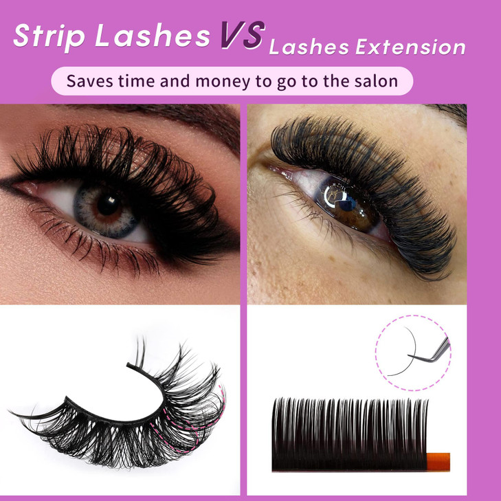 Focipeysa False Lashes Natural Look 1417mm Fluffy Faux Mink Lashes D Curl Eyelashes Natural Lashes Strips Fake Lashes Pa