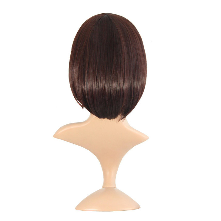 MapofBeauty Short Straight Wigs Flat Bangs Wigs (Dark Brown) online at globaldelivered