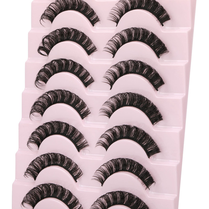 wiwoseo False Eyelashes Russian Strip Lashes Natural Look Lashes Wispy Volume Russian Lashes 3D Effect Fake Eyelashes 10