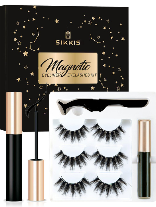 Sikkis Magnetic Eyelashes with Eyeliner Magnetic Eyeliner and Lashes Kit 5D Faux Mink LashesEyelashes Long Reusable Fals