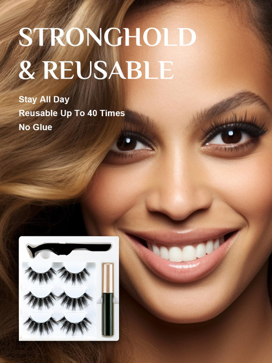 Sikkis Magnetic Eyelashes with Eyeliner Magnetic Eyeliner and Lashes Kit 5D Faux Mink LashesEyelashes Long Reusable Fals