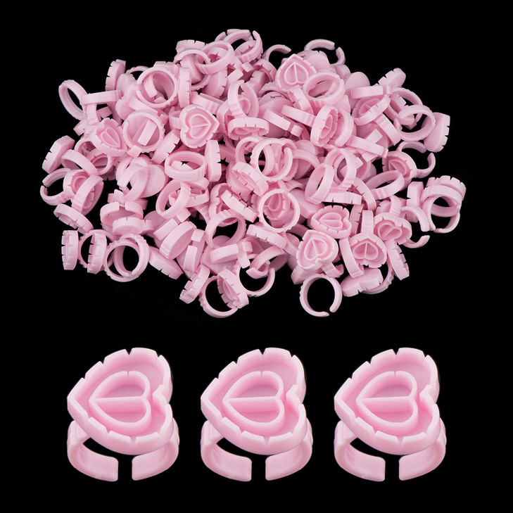 Lash Glue Rings 200PCS Smart Glue Cup for Lash Extension Supplies Eyelash Heart Glues Rings for Volume Fan Blossom Fanni