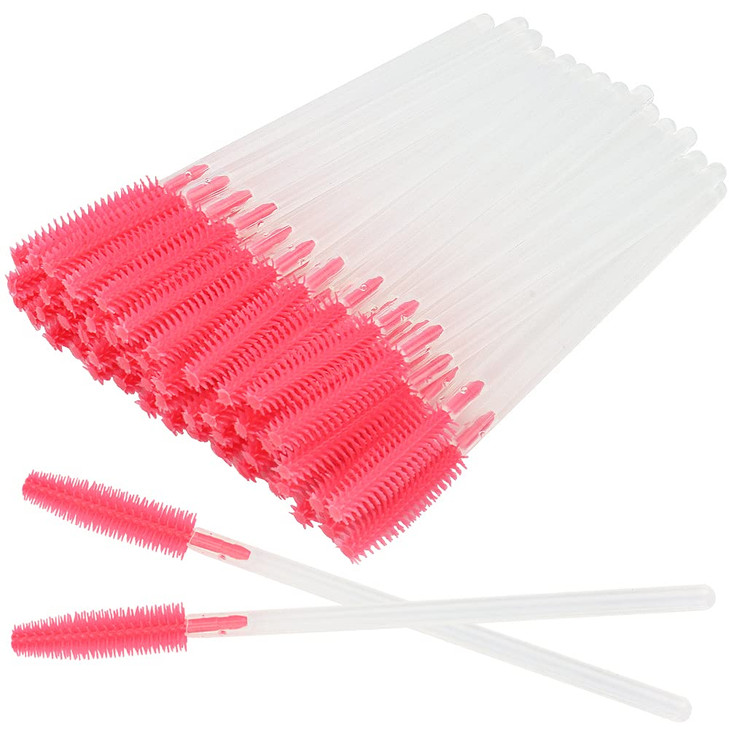 100 Pcs Silicone Mascara Wands Disposable Eyelash Brushes for Extensions Lash Applicators Makeup Tool Kit Clear HandleDe