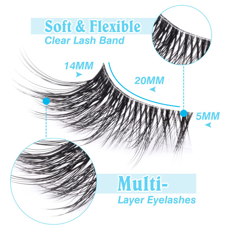 Half Lashes Lashes Natural Look Wispy 34 False Eyelashes Volume Clear Band False Cat Eye Lashes that Look Like Extension