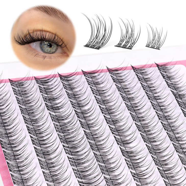 Natural Cluster Lashes Wispy CCCurly 911MM Mixed Lengths Eyelash Extension Individual 96 Pcs DIY Lash Extension at Home