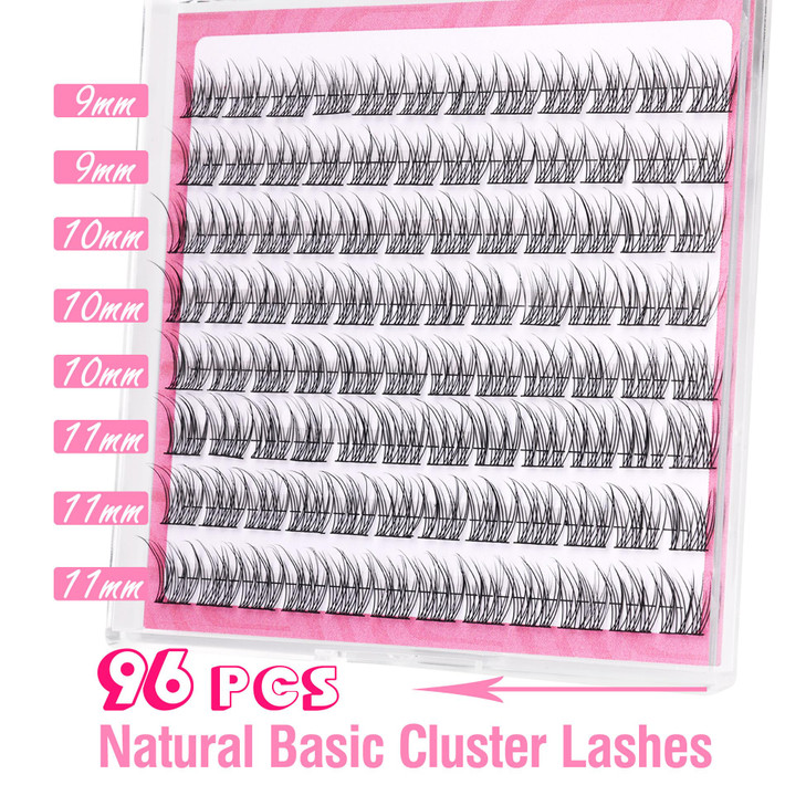 Natural Cluster Lashes Wispy CCCurly 911MM Mixed Lengths Eyelash Extension Individual 96 Pcs DIY Lash Extension at Home