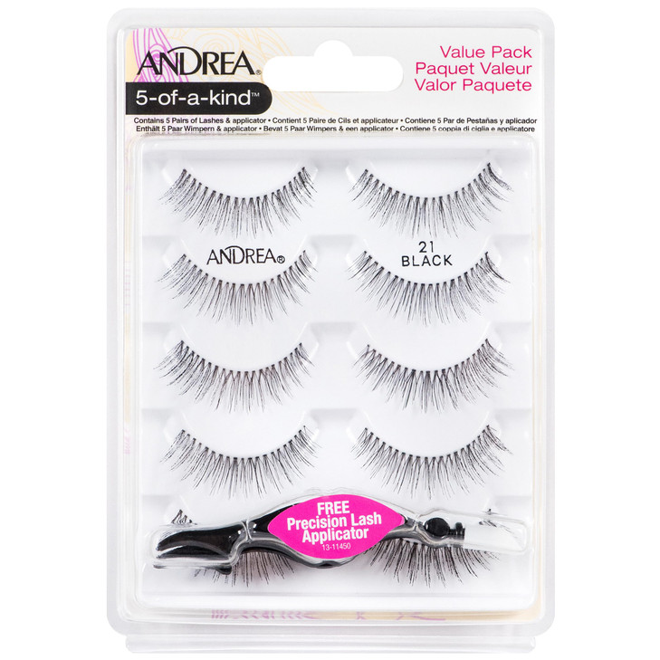 Andrea Fake Eyelashes MultiPack with Applicator 21mm Natural Look Lashes for Eye Makeup Dramatic Lightweight False Eyela