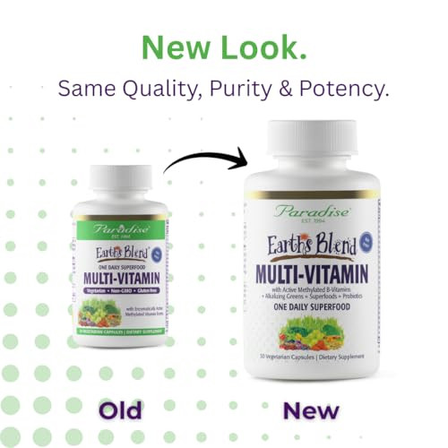 Paradise Herbs Earth's Blend Once Daily Multivitamin for Men, No Iron, 48 Organic Superfoods, Probiotics, Antioxidants, Vitamins A, B12, C, D, K2, 30 online at globaldelivered
