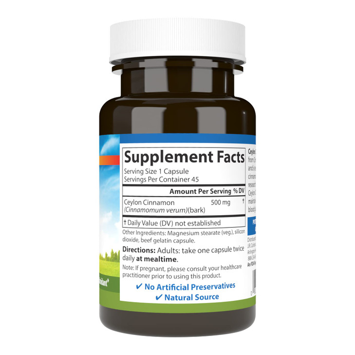 Carlson - Ceylon Cinnamon, Cinnamon Supplements, 500 mg, Cinnamon Extract Pills, Ceylon Cinnamon Capsules, 45 Capsules