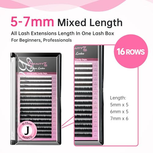 Beauty7 Mixed Volume Under Bottom Lower Individual False Eyelash Extension Tray Matte Synthetic Mink Lash 015 Thickness