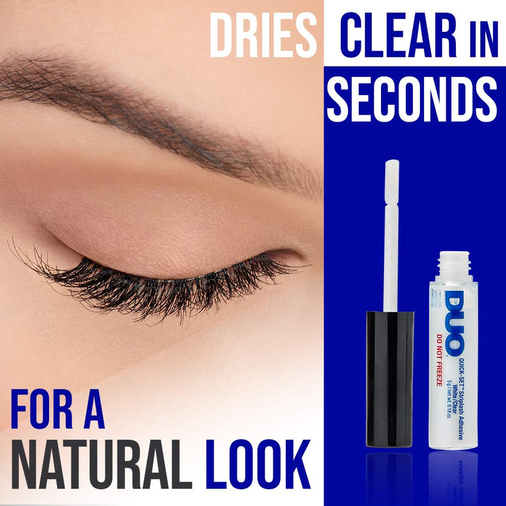 DUO QuickSet Strong Hold Eyelash Lash Glue WhiteClear LatexFree Waterproof Fast Drying Strip Lash Adhesive 018 oz 2 Pack