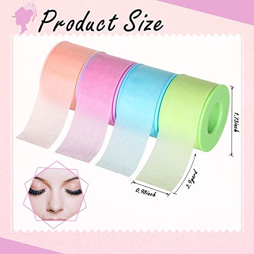 Nuanchu 4 Rolls Lash Tape for Eyelash Extensions Breathable Eyelash Tape for Extensions Adhesive Microporous Lash 098 In